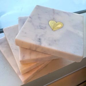 Square Marble Coasters, Set of 4